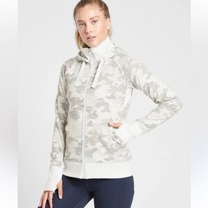 Athleta Triumph Grey Camo Zip Up Hoodie Jacket Womens Size Small 511504